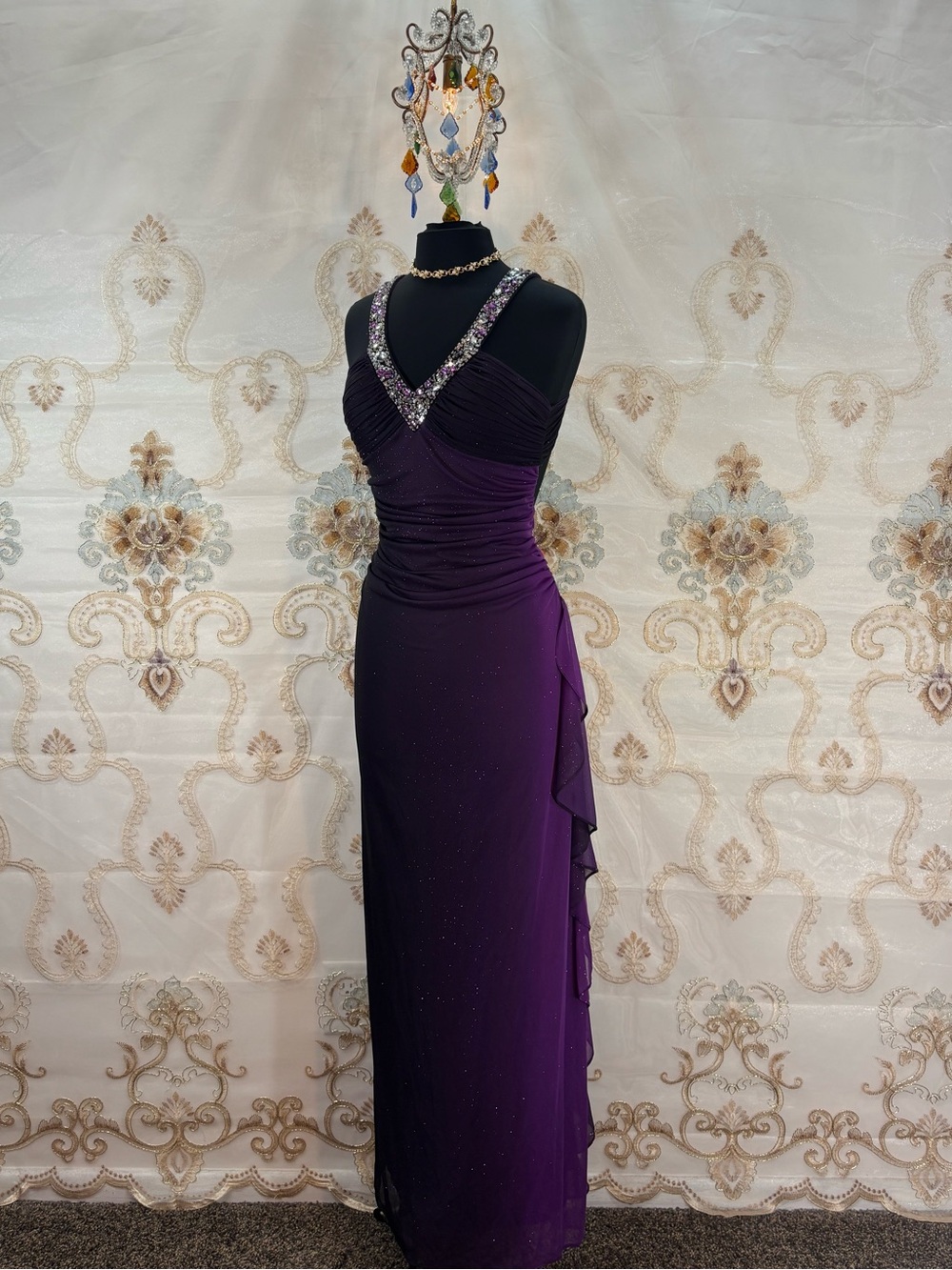✨Vintage Y2K Whimsigoth Purple Ombré Glitter Formal Maxi Dress✨